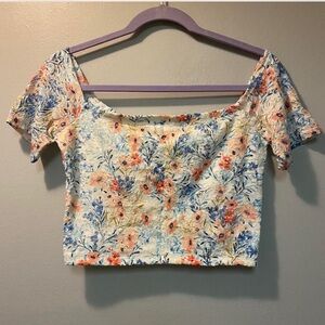 Hollister Floral Blouse in Blue and Orange